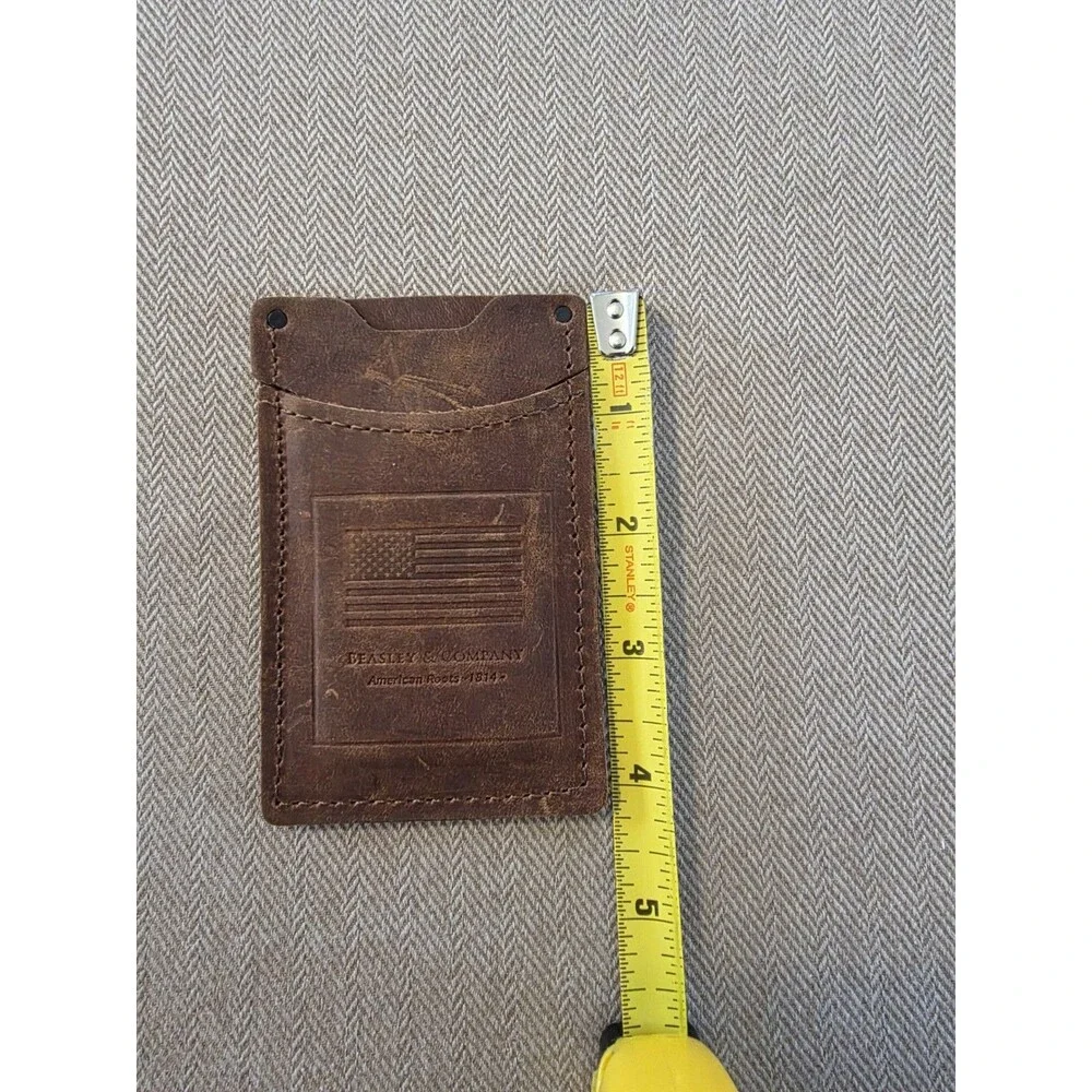 Beasley & Company Wallet Brown Leather Vertical Card Key Holder American Flag